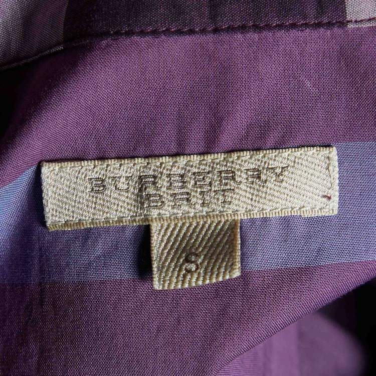 Pre Owned Burberry Brit Purple Checked Cotton Long Sleeve Shirt S