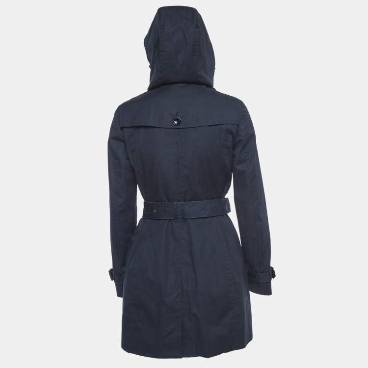Pre Owned Burberry Brit Navy Blue Double Breasted Trench Coat S