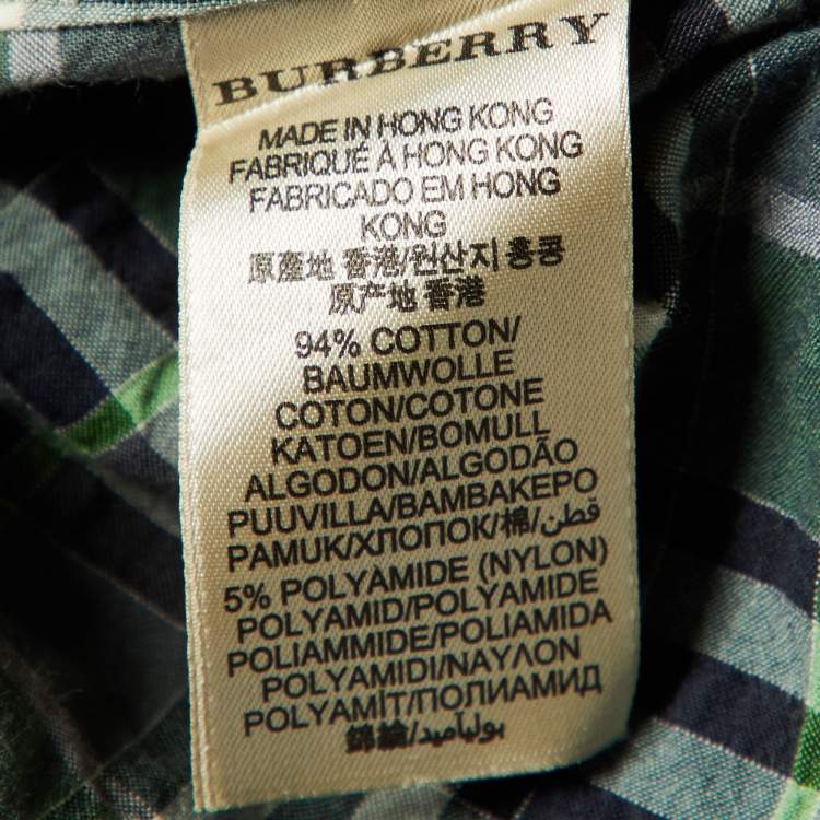 Pre Owned Burberry Brit Green Nova Check Cotton Long Sleeve Shirt XL
