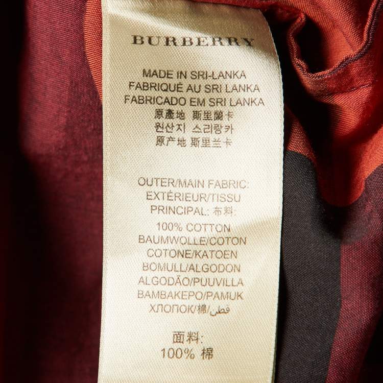 Pre Owned Burberry Brit Red Giant Check Cotton Long Sleeve Shirt L