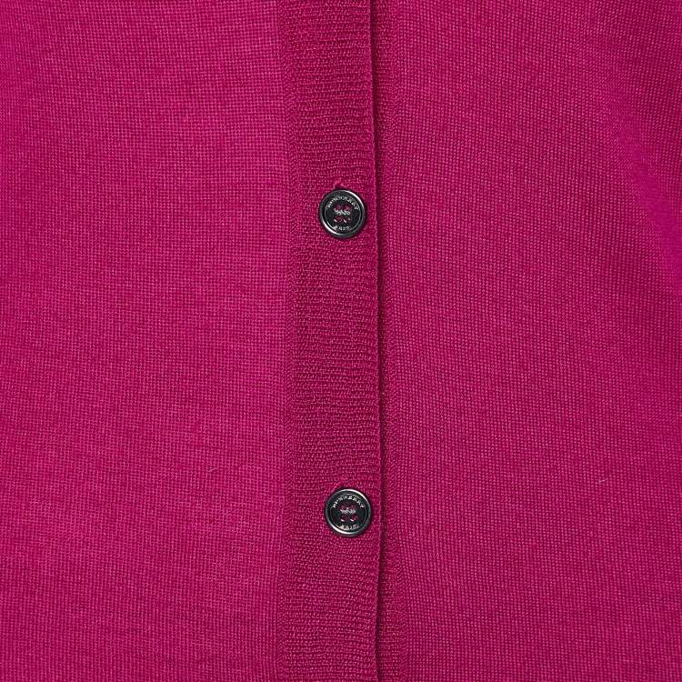 Pre Owned Burberry Brit Pink Merino Wool Knit Button Front Cardigan M