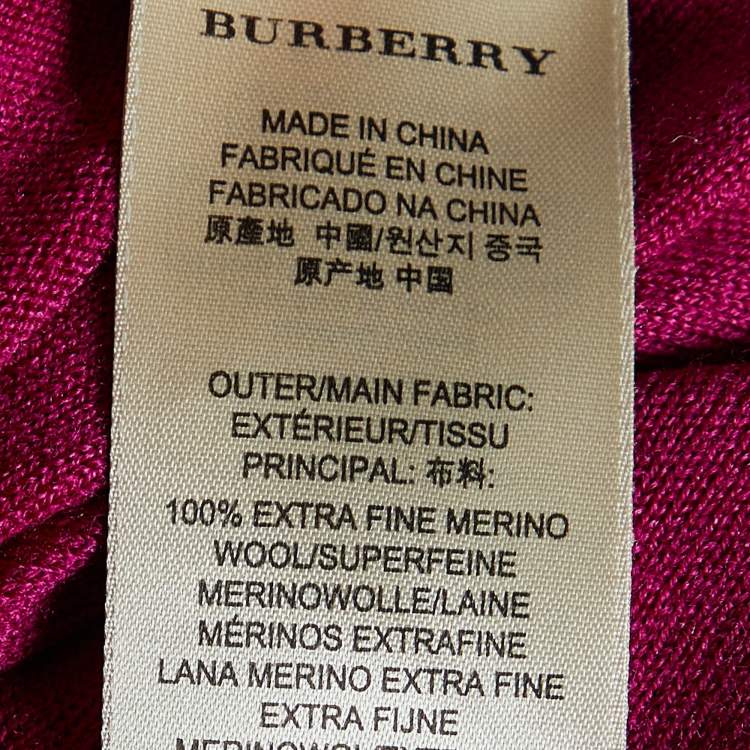 Pre Owned Burberry Brit Pink Merino Wool Knit Button Front Cardigan M