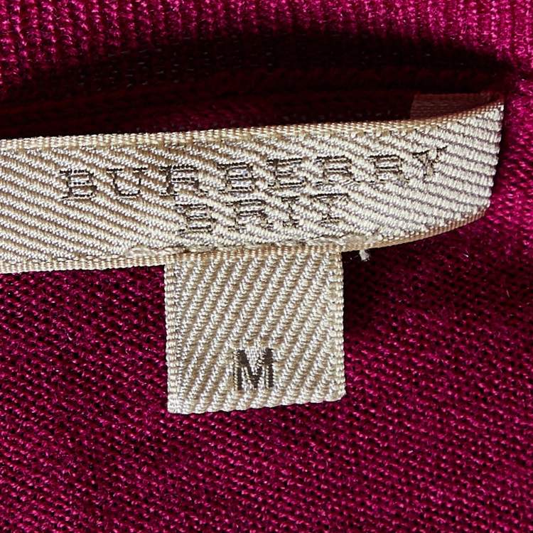 Pre Owned Burberry Brit Pink Merino Wool Knit Button Front Cardigan M
