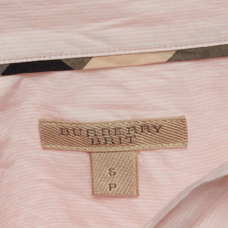 Pre Owned Burberry Brit Pink Pinstriped Cotton Button Front Shirt S