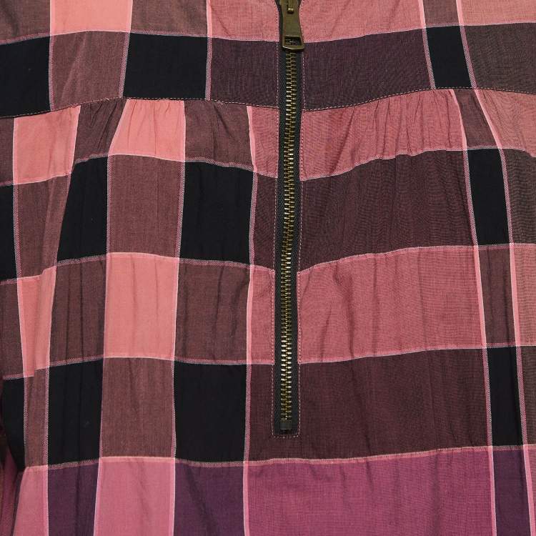 Pre Owned Burberry Brit Pink Checked Cotton Tunic M