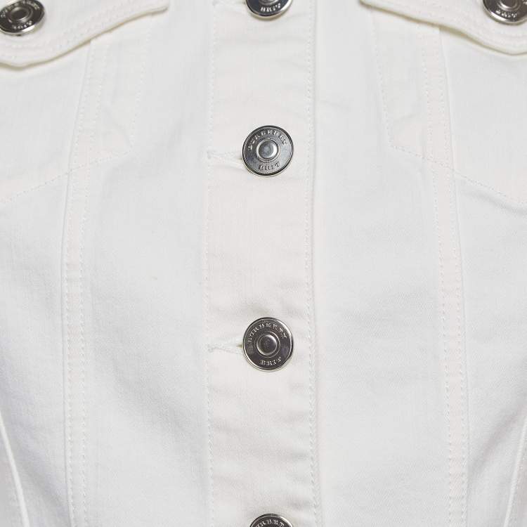 Pre Owned Burberry Brit White Denim Buttoned Jacket S