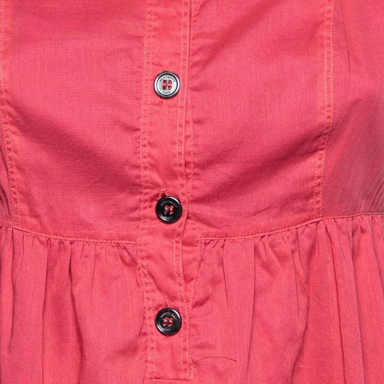 Pre Owned Burberry Brit Red Cotton Sleeveless Dress S