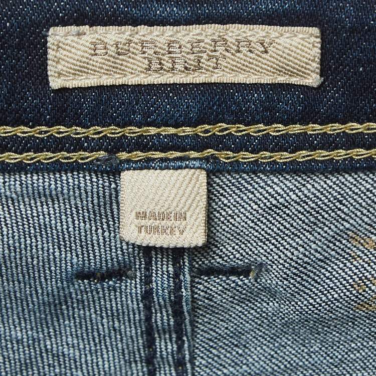 Pre Owned Burberry Brit Dark Blue Denim Stretch Jeans M Waist 28"