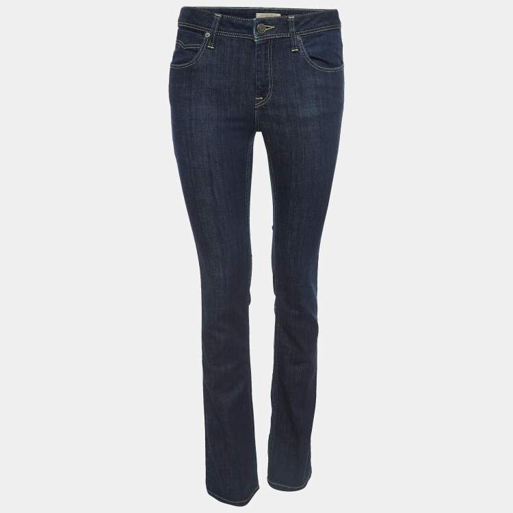 Pre Owned Burberry Brit Dark Blue Denim Stretch Jeans M Waist 28"