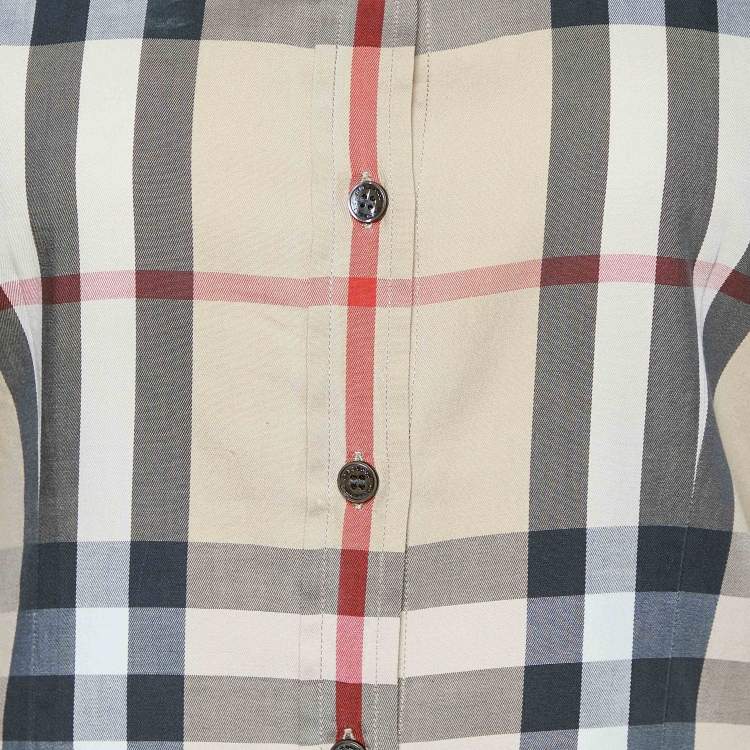Pre Owned Burberry Brit Beige Nova Checks Cotton Shirt XS