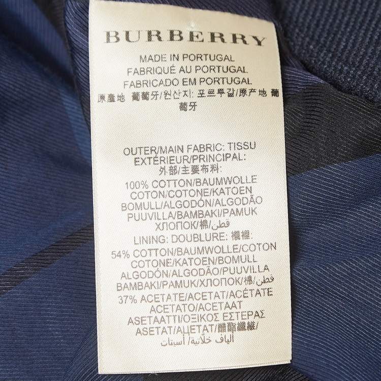 Pre Owned Burberry Brit Navy Blue Cotton Single Breasted Blazer M