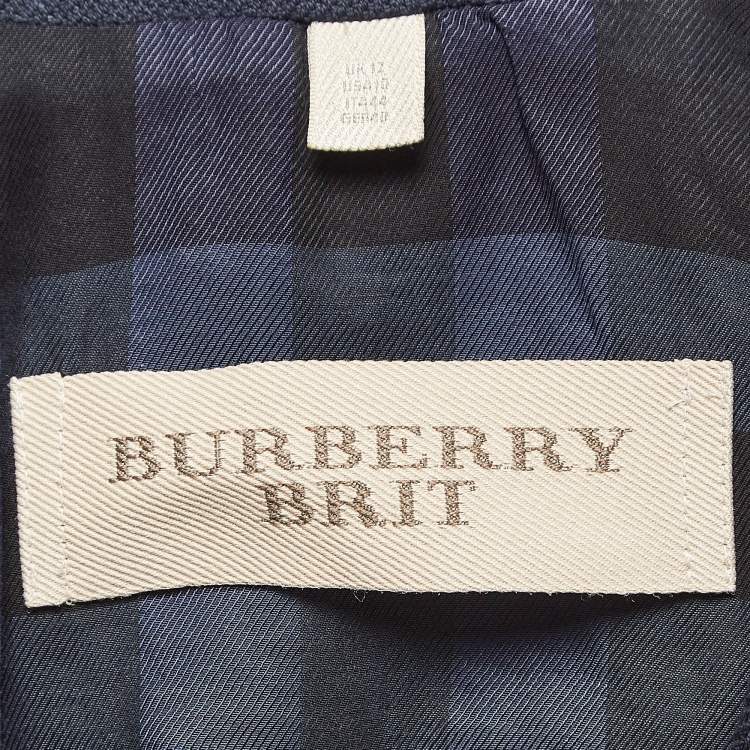 Pre Owned Burberry Brit Navy Blue Cotton Single Breasted Blazer M