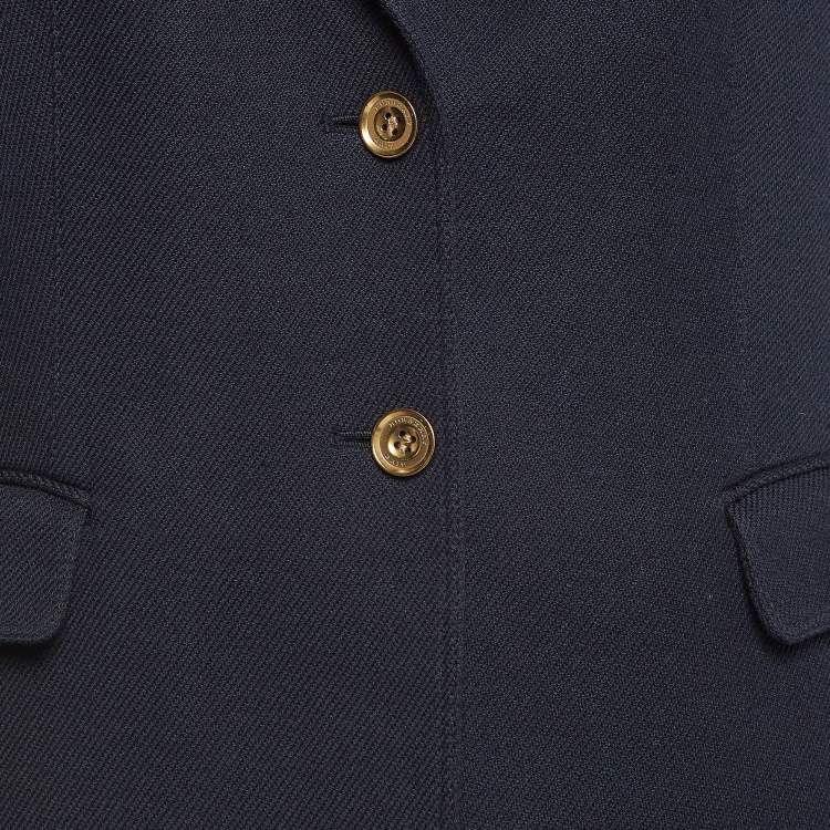 Pre Owned Burberry Brit Navy Blue Cotton Single Breasted Blazer M