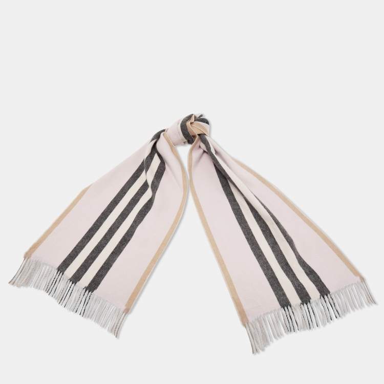 مملوكة مسبقًا Burberry London Beige Reversible Icon Stripe Cashmere Stole