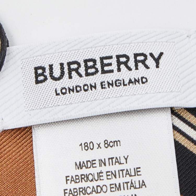Pre Owned Burberry Beige & Brown Vintage Check Silk Ribbon Scarf