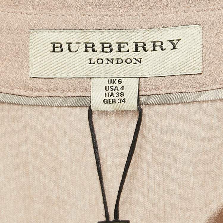 Pre Owned Burberry London Tan Chiffon Silk Semi Sheer Shirt S