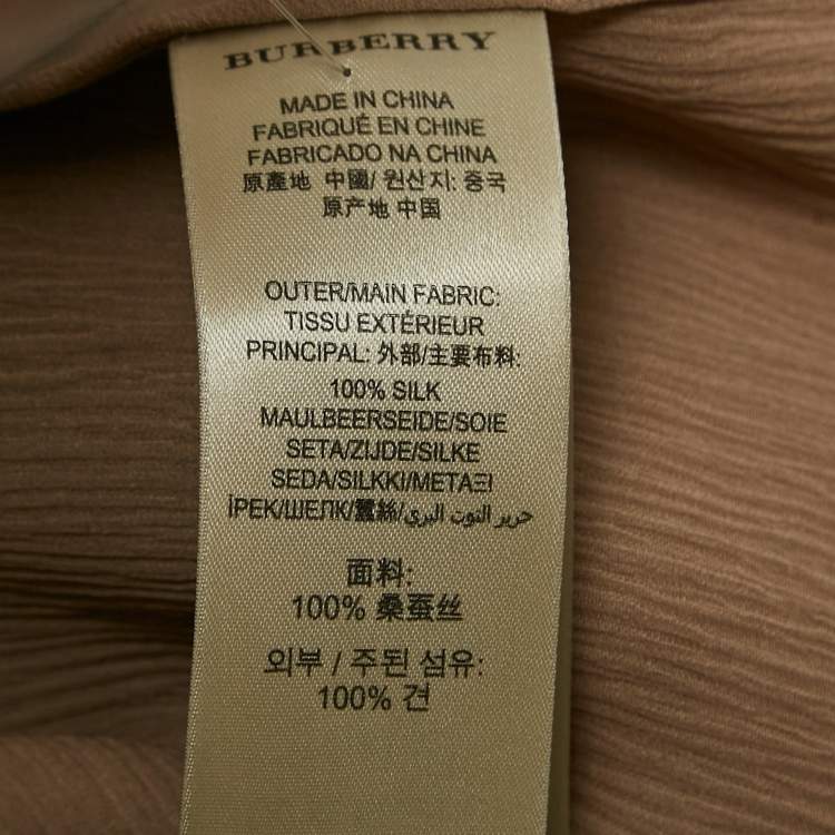 Pre Owned Burberry London Tan Chiffon Silk Semi Sheer Shirt S
