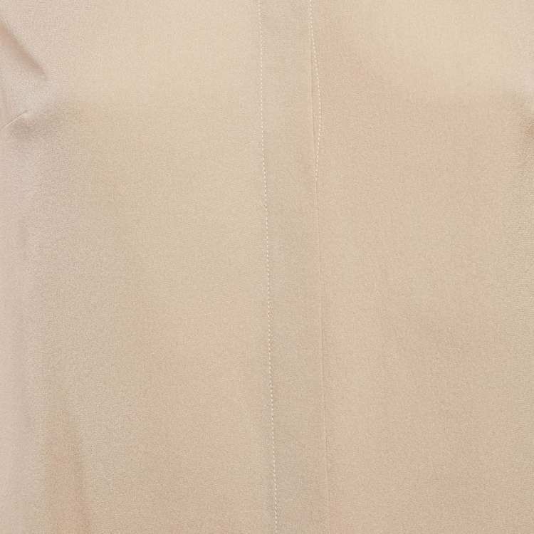 Pre Owned Burberry London Tan Chiffon Silk Semi Sheer Shirt S