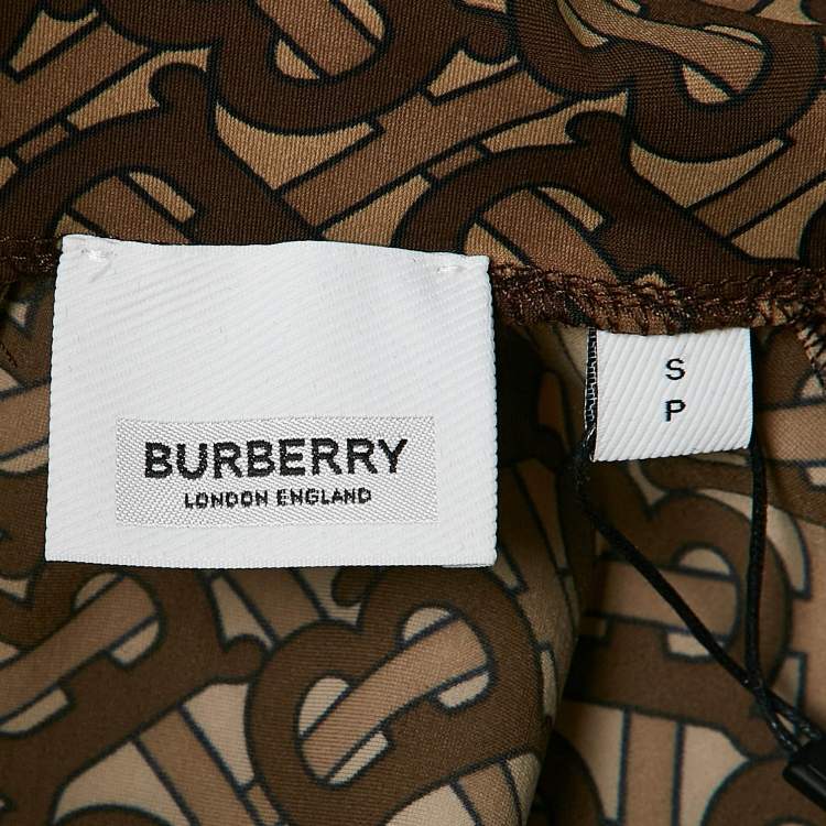 مملوكة مسبقًا Burberry London Brown Bridle IP Pattern Jersey Top S