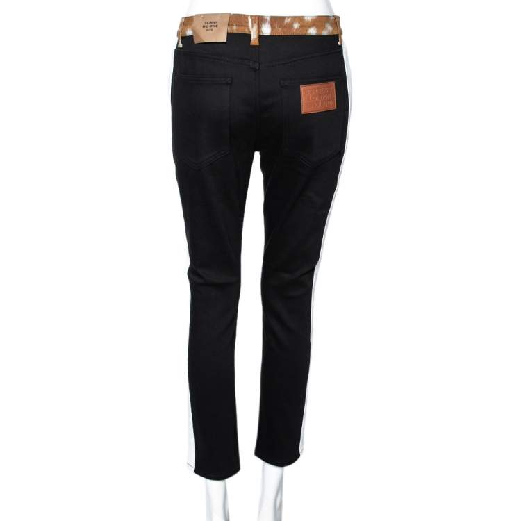 Pre Owned Burberry Black Contrast Paneled Denim Skinny Mid Rise Jeans M