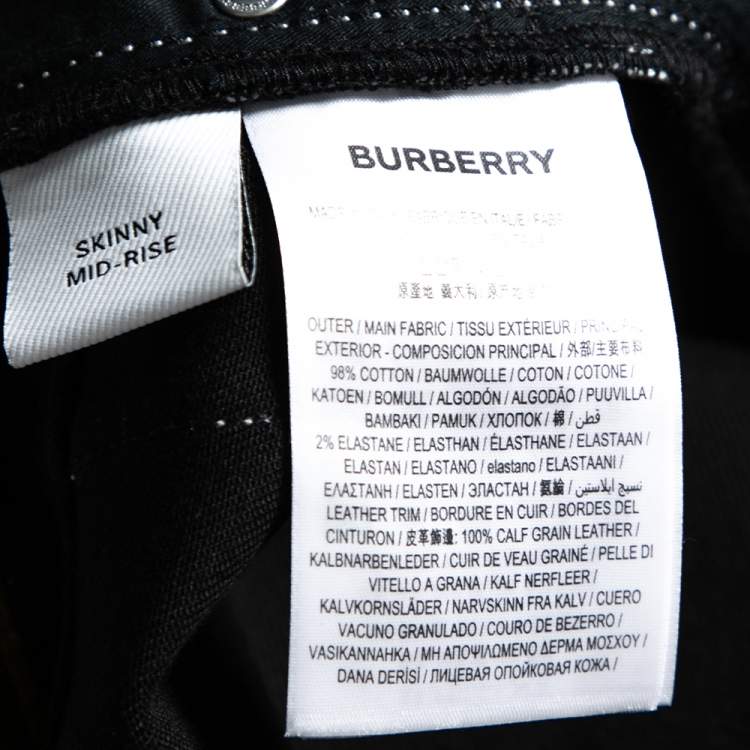 Pre Owned Burberry Black Contrast Paneled Denim Skinny Mid Rise Jeans M