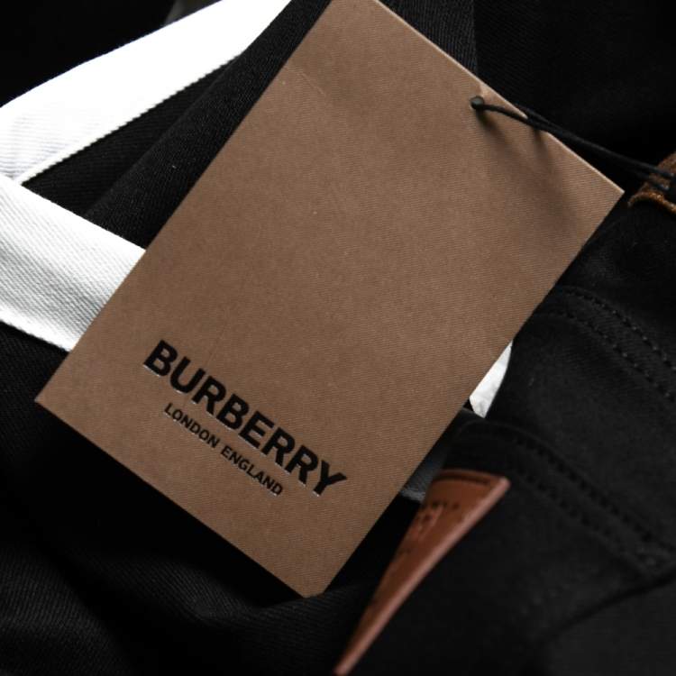 Pre Owned Burberry Black Contrast Paneled Denim Skinny Mid Rise Jeans M