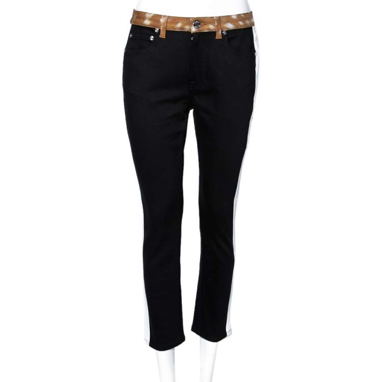Pre Owned Burberry Black Contrast Paneled Denim Skinny Mid Rise Jeans M