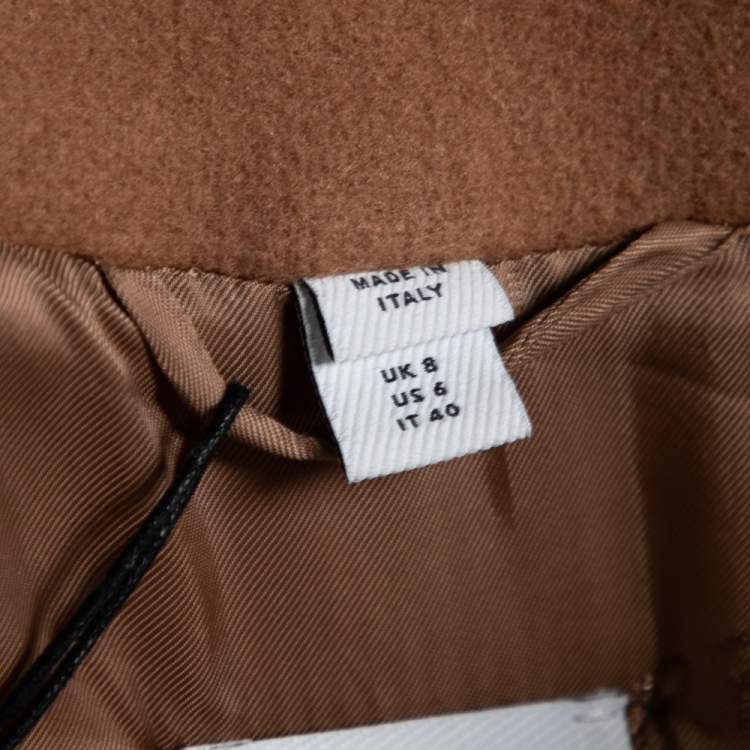 مملوكة مسبقًا Burberry Brown Wool & Mariner Printed Silk Blanket Detail Pea Coat S