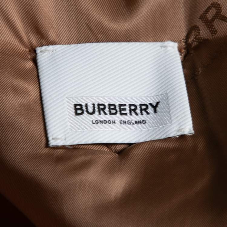 مملوكة مسبقًا Burberry Brown Wool & Mariner Printed Silk Blanket Detail Pea Coat S