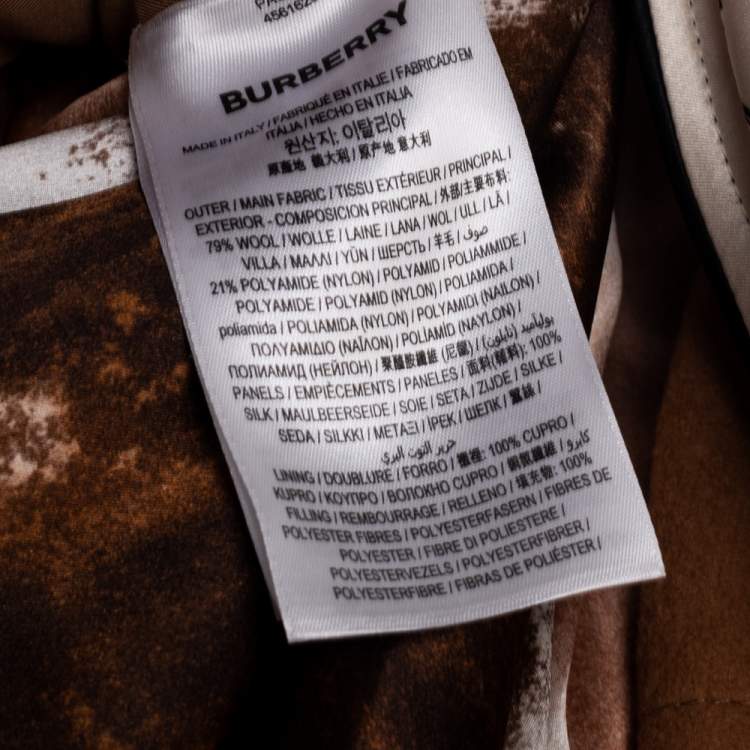 مملوكة مسبقًا Burberry Brown Wool & Mariner Printed Silk Blanket Detail Pea Coat S