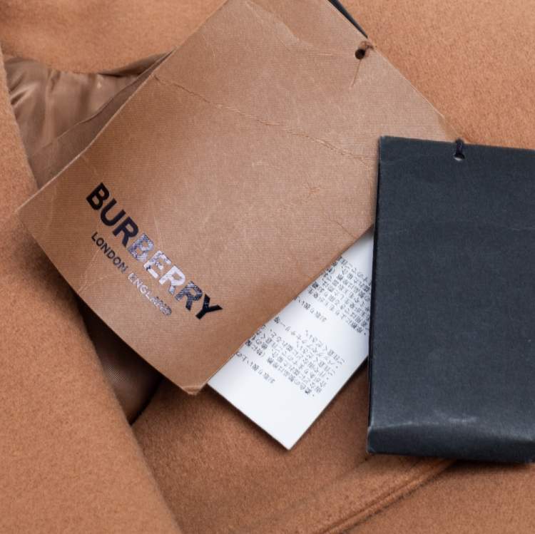 مملوكة مسبقًا Burberry Brown Wool & Mariner Printed Silk Blanket Detail Pea Coat S
