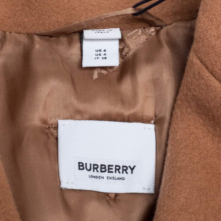 مملوكة مسبقًا Burberry Brown Wool & Mariner Printed Silk Blanket Detail Pea Coat S