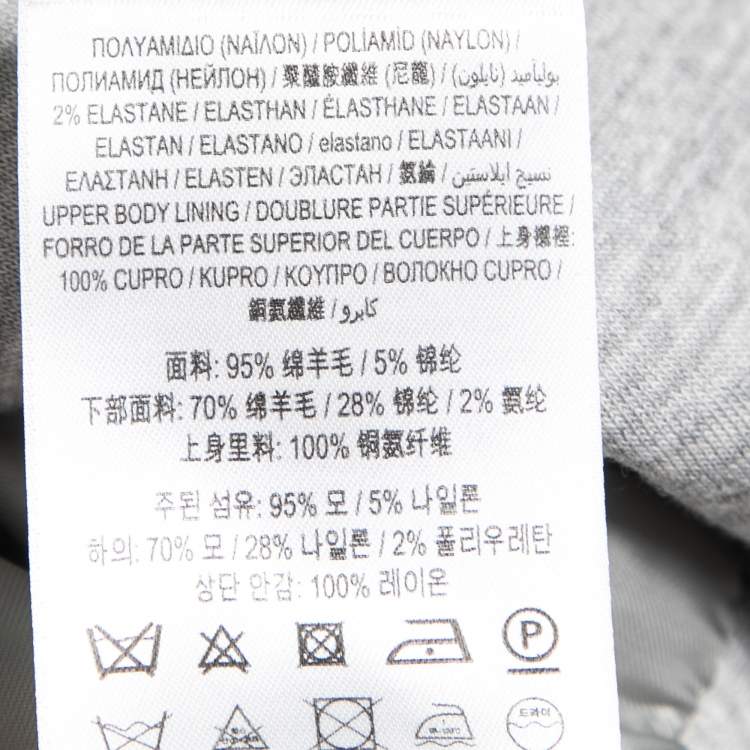 Pre Owned Burberry Grey Wool Rib Knit Double Breasted Zip Front Coat S