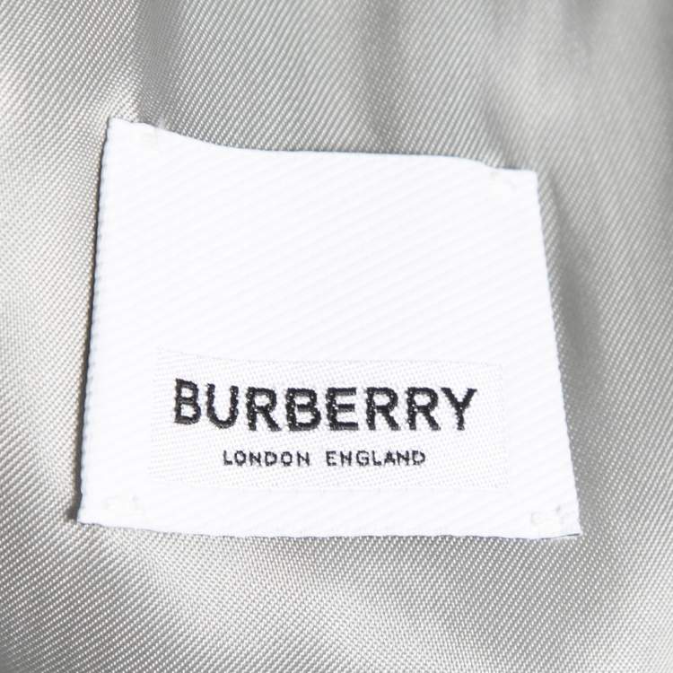 Pre Owned Burberry Grey Wool Rib Knit Double Breasted Zip Front Coat S