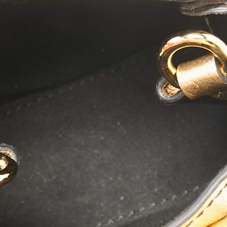 Pre Owned Burberry Gold Leather Micro Buckle Charm Bag