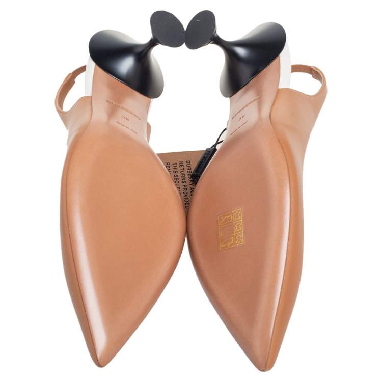 Pre Owned Burberry Tan Leather Leticia Slingback Pointed Toe Pumps Size 38