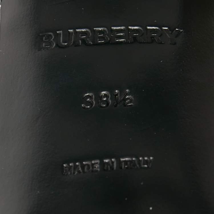 Pre Owned Burberry Black/White Leather Ankle Strap Sandals Size 38.5