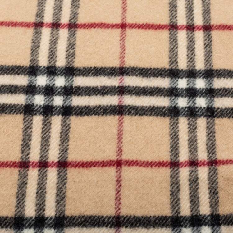Pre Owned Burberry London Beige Nova Check Wool Vintage Scarf
