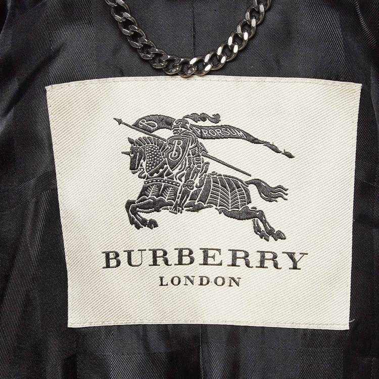 Pre Owned Burberry Grey Wool Blend Double Breasted Coat S