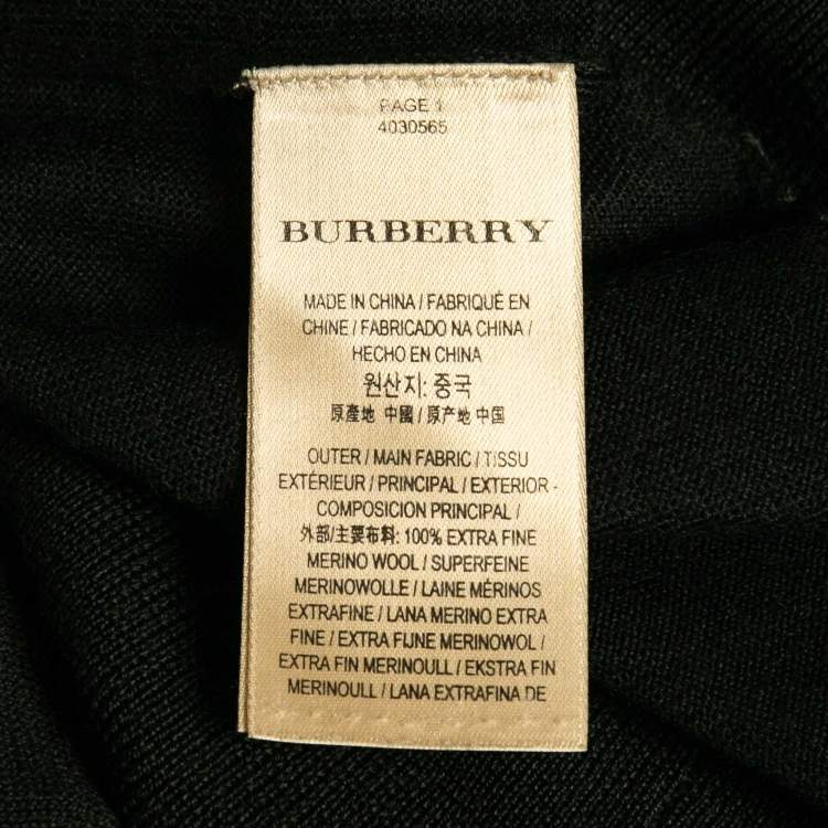 Pre Owned Burberry London Black Wool Knit V-Neck Full Sleeves Sweater S