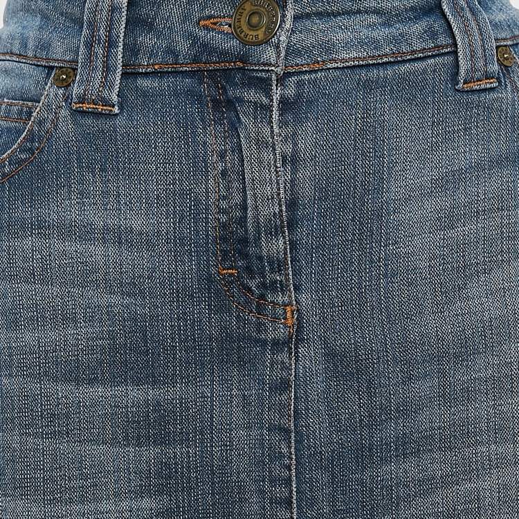 Pre Owned Burberry London Blue Denim Washed Mini Skirt S