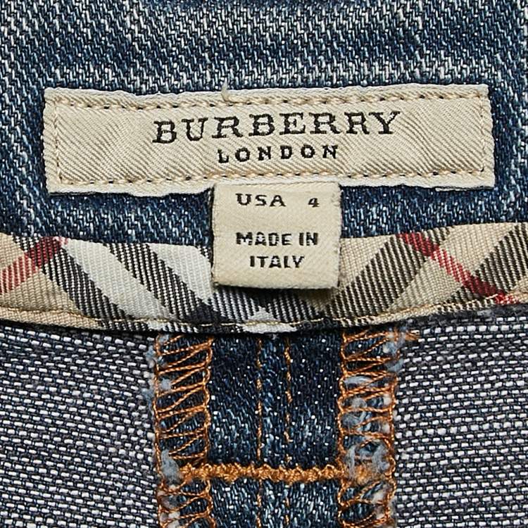 Pre Owned Burberry London Blue Denim Washed Mini Skirt S