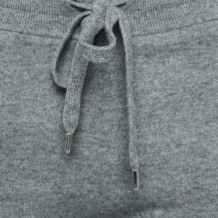 Pre Owned Burberry Grey Cashmere Knit Jacket and Sweatpants Set S
