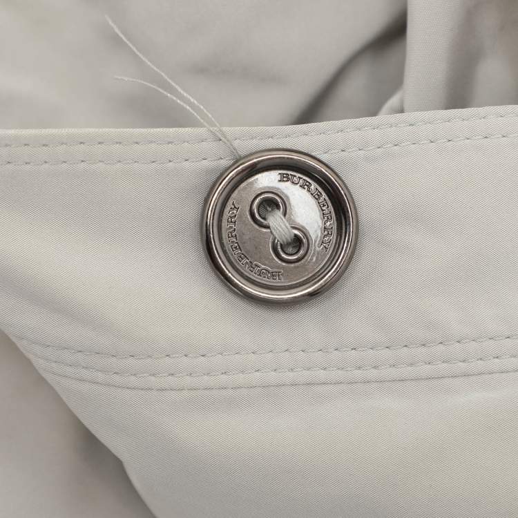 Pre Owned Burberry Beige Nylon Double Breasted Belted Trench Coat