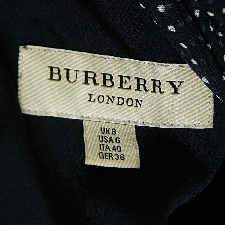 مملوكة مسبقًا Burberry London Black Polka Dots Print Silk Pleated Midi Dress S