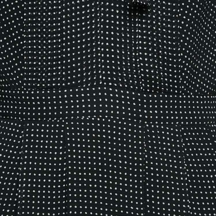 مملوكة مسبقًا Burberry London Black Polka Dots Print Silk Pleated Midi Dress S