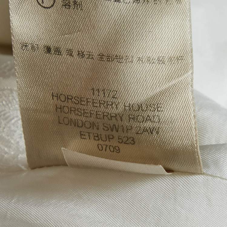 Pre Owned Burberry London White Cotton Double Breasted Slim Fit Trench Coat S