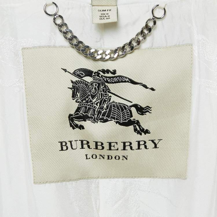Pre Owned Burberry London White Cotton Double Breasted Slim Fit Trench Coat S
