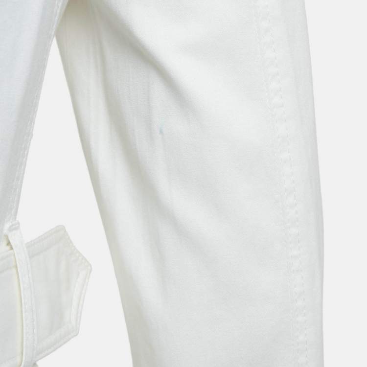Pre Owned Burberry London White Cotton Double Breasted Slim Fit Trench Coat S