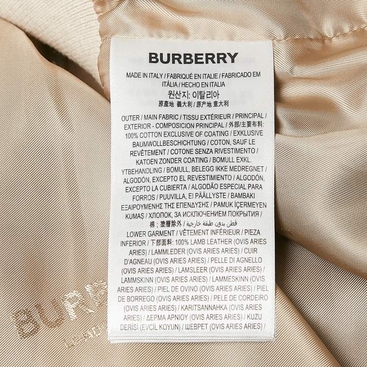 مملوكة مسبقًا Burberry London Beige/Brown Logo Print Canvas and Leather Zip-Up Jacket XXS